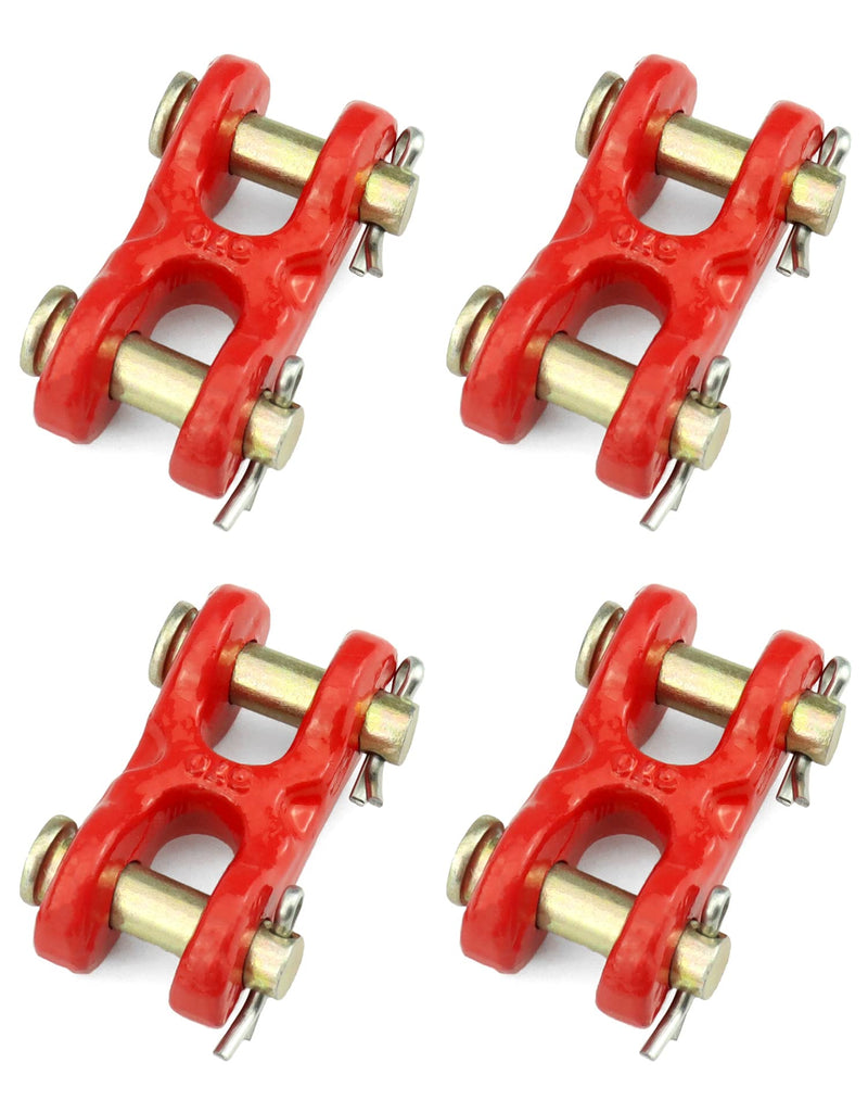 QWORK 5/16 Inche Twin Clevis Safety Chain Repair Links, 4 Pack Trailer Tie Down Links, Industrial Grade Heavy Duty Material - 3900 LBS. Capacity 3900lbs
