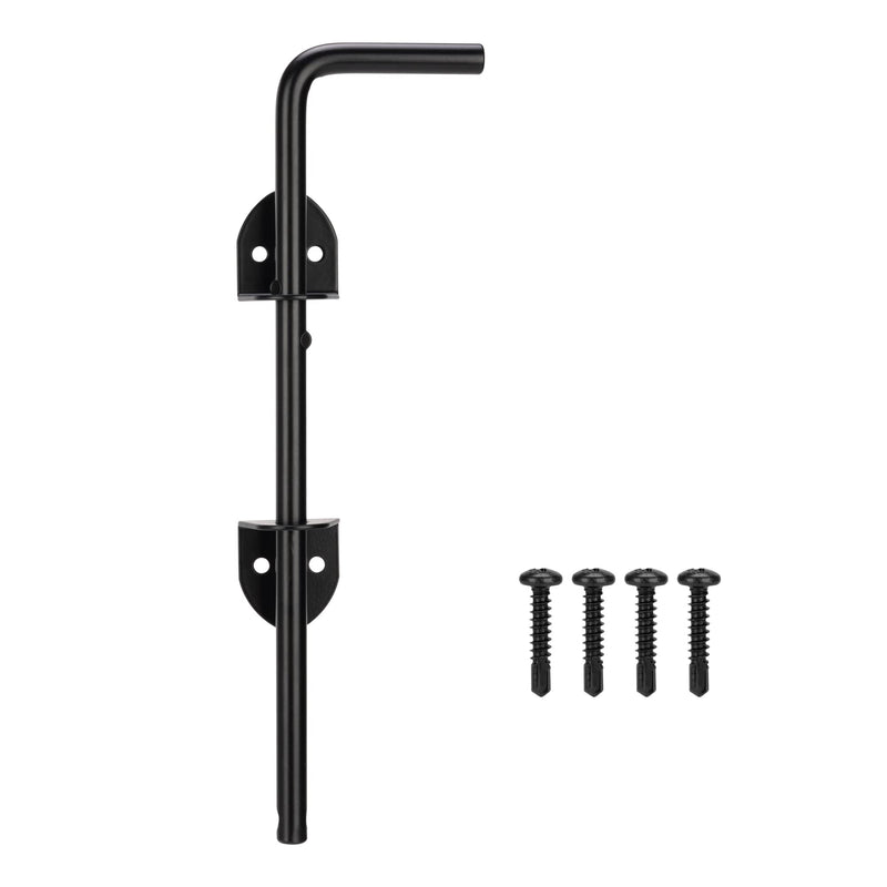 12" Cane Bolt Heavy Duty Drop Rod Gate Stopper Hardware, Gate Ground Latch for Wooden Fences Metal Gates Doors, Gate Drop Pin for Holding Gate to The Ground, Black Finish 1 12" Black