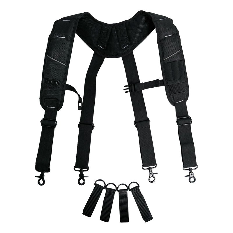 KUNN Tool Belt Suspenders Padded Carpenter Construction Electrician Work Suspender with Attachment Loops for Men,Black SW001-BLK