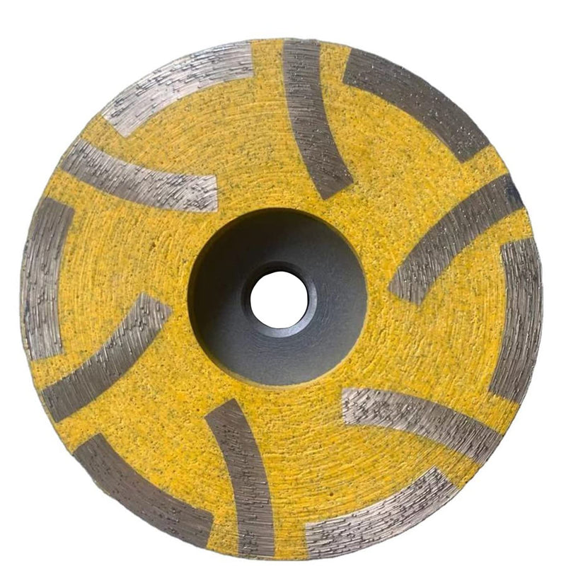 JDK 4 Inch Diamond Resin Filled Cup Wheel Grinding Wheel Insert 12pcs Segments with Thread 5/8“-11 for Granite Stone and Tiles (Medium) Medium