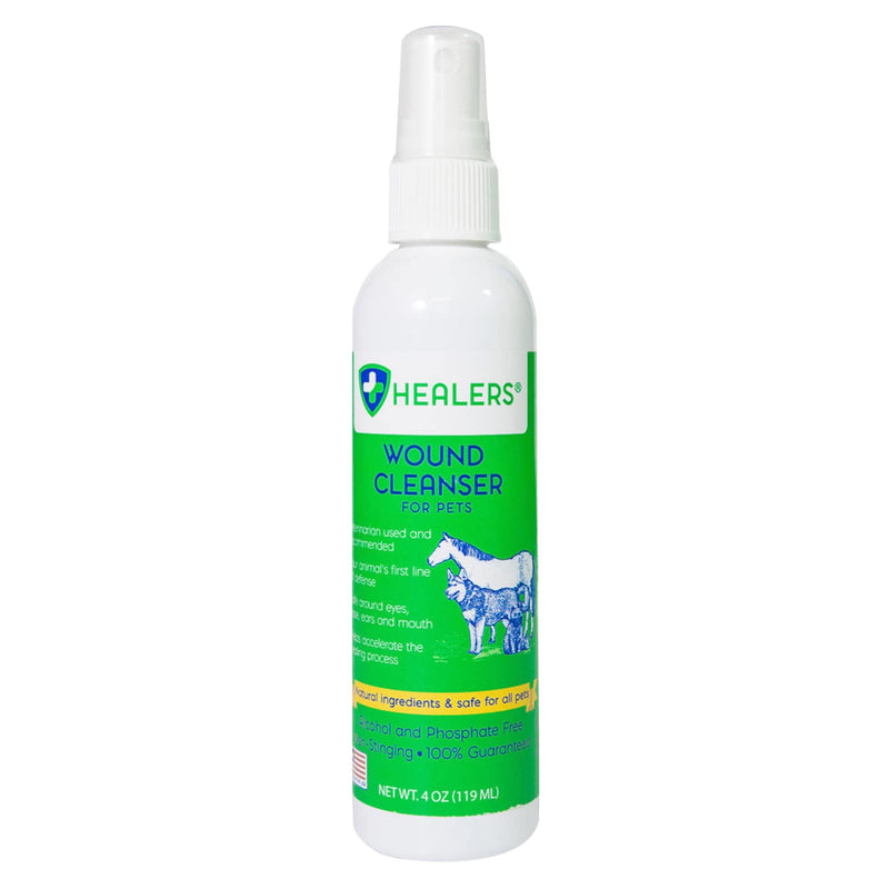 Healers PetCare Wound Cleanser - All Animal Wound and Skin Care Spray - Clean, Flush and Moisturize - Natural & Non-Toxic Pain Relief Cleaner for Dogs, Cats, & More Pets (4oz) 4 oz - PawsPlanet Australia