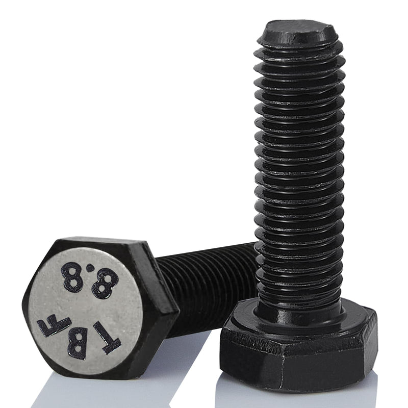 M8 x 50mm 10Pcs Hex Bolts, Hexagon Head Screw, 8.8 Grade Alloy Steel, Black Oxide Finish, Metric Full Machine Thread M8 x 50 mm(10PCS)