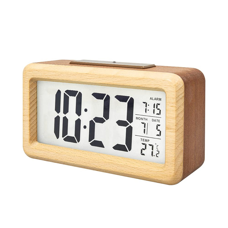 everwood Wooden Digital Battery Operated Alarm Clocks for Bedrooms, Beside, Table, Desk Wood