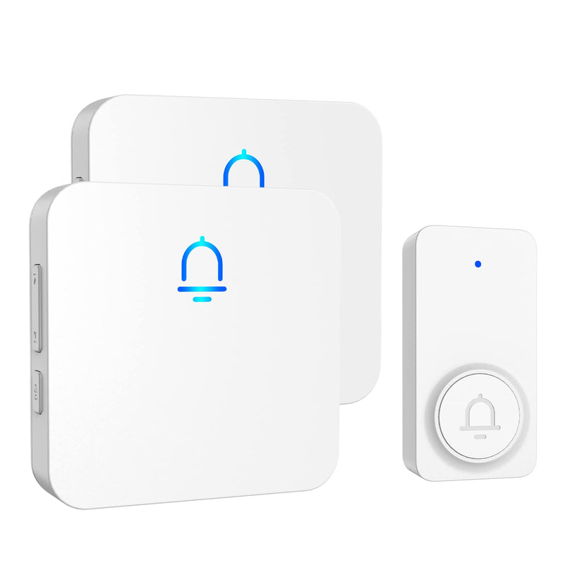 SECRUI Doorbell, 2 Receiver Wireless Doorbell with 1000ft Range, Adjustable Volume, Waterproof Design, Hassle-Free Installation, 32 Melodies, White 1 Push Button 2 Receiver