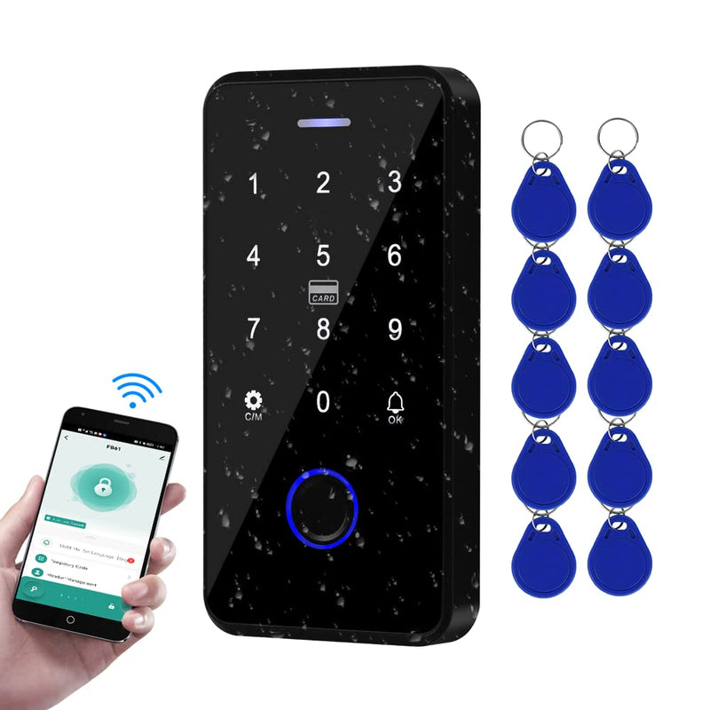 NFC Bluetooth Tuya Access Controller IP68 Waterproof RFID Keypad Fingerprint Biometrics Smart Password Lock System + 10pcs 13.56MHz Keyfobs