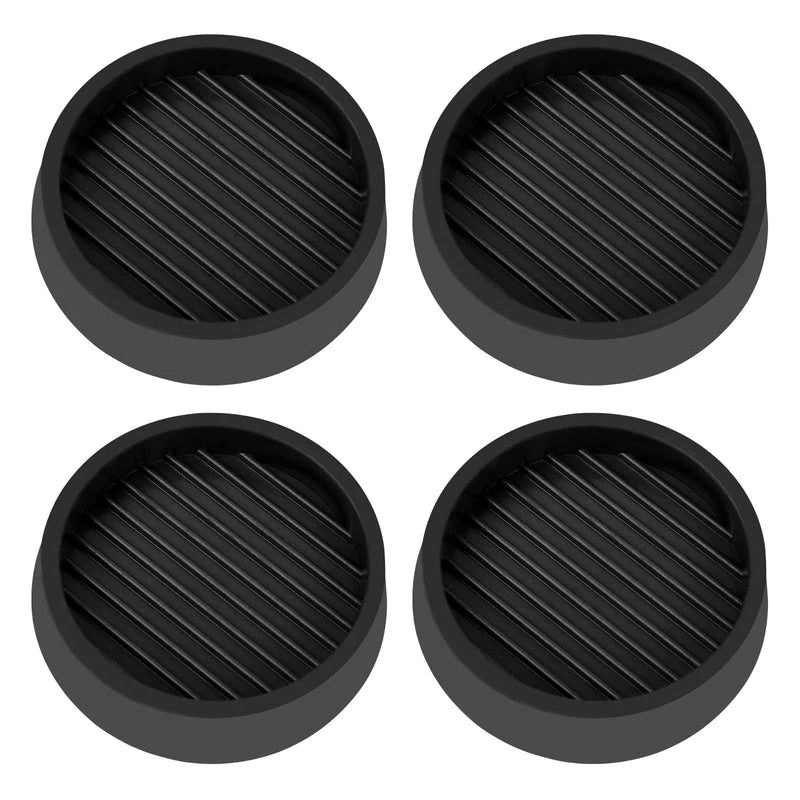 2X2 Round Rubber Caster Cups, Non Slip Furniture Pads, Anti-Slip Gripper, Anti Skid Furniture Feet, Anti Slide Floor Protector for Bed Couch Table Chair Stoppers - (Black, 4 Pack) Black 2” 4pcs