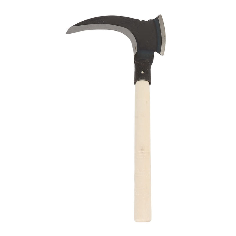 Grass Sickle, Manganese Steel Portable Held Sickle Tool Grass Lawn Gardening Farming Weed Remover Scythe Blade Cutter Grafting Knife for Outdoor Gardening, Clearing Vines Single Cutter Head, Wooden Stick