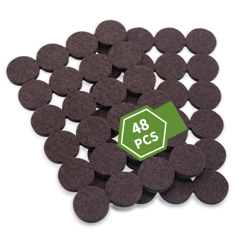 Felt Furniture Pads for Hardwood Floors 48 PCS, Furniture Pads, Floor Protectors for Hardwood Floors, Felt Pads for Furniture, Round, Dark Brown 48PCS 1" DarkBrown