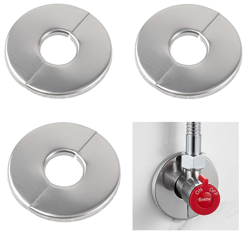 Wall Split Flange, HONSNKS 3Pcs Self Adhesive Round Escutcheon Plate 304 Stainless Steel Wall-mounted Pipe Hole Cover for Various Pipes (0.9inch/23mm ID) S