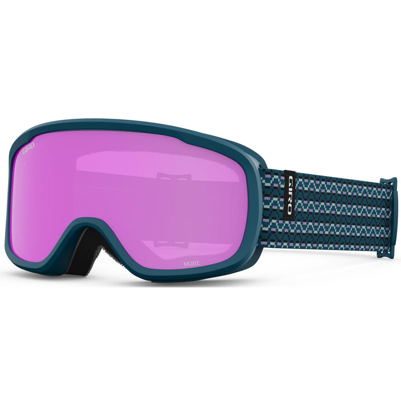 Giro Moxie Ski Goggles - Snowboard Goggles for Women & Youth - 2 Lenses Included - Anti-Fog - OTG (Over Glasses) One Size Harbor Blue Sequence - Amber Pink
