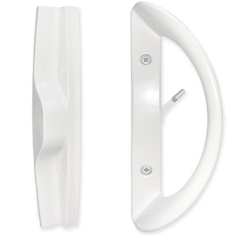 Patio Sliding Door Handle Set, Perfect Replacement Mortise Style Handle Set Fits Door Thickness from 1-1/2" to 1-3/4", 3-15/16" Screw Hole Spacing, Non-Keyed, White Aluminum