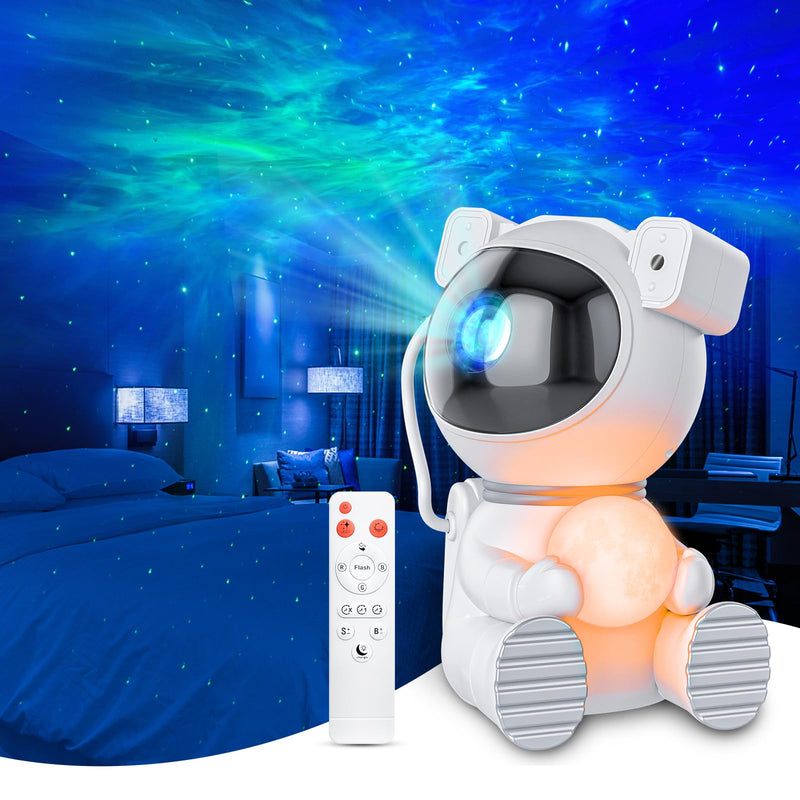 Astronaut Galaxy Projector, Star Projector with Timer and Remote, Night Light with Moon Lamp, LED Nebula Lamp for Kids Adults, Room Decor Gift (White) White