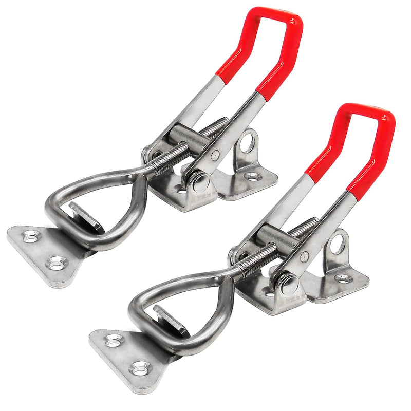 4003 Toggle Latch Clamp, 304 Stainless Steel Adjustable Toggle Latches With Lock Hole, 1320Lbs Holding Capacity Heavy Duty Toggle Clamp for Smoker Lid Jig, ToolBox Case, 2pack 4003-2pcs(304 Stainless Steel)