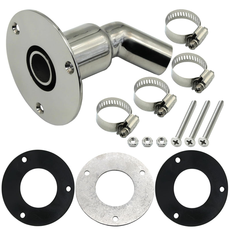 Diesel Heater Thru Hull Exhaust Skin,Stainless Steel 316,Fitting for 0.94"(24mm) Hose Pipe Diesel Parking Heater Marine Exhaust Port(Bent)