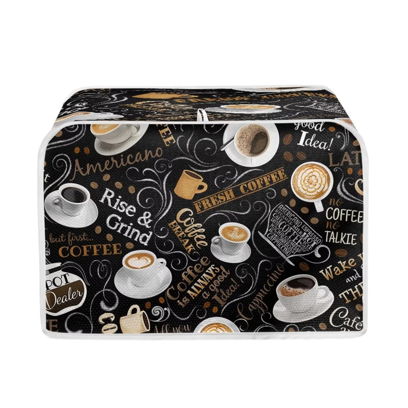 UNICEU Coffee Pattern Toaster Cover, Quilted Toaster Cover Fits for Most Standard 4 Slice Toasters Kitchen Small Appliance Cover Medium for 4 Slices