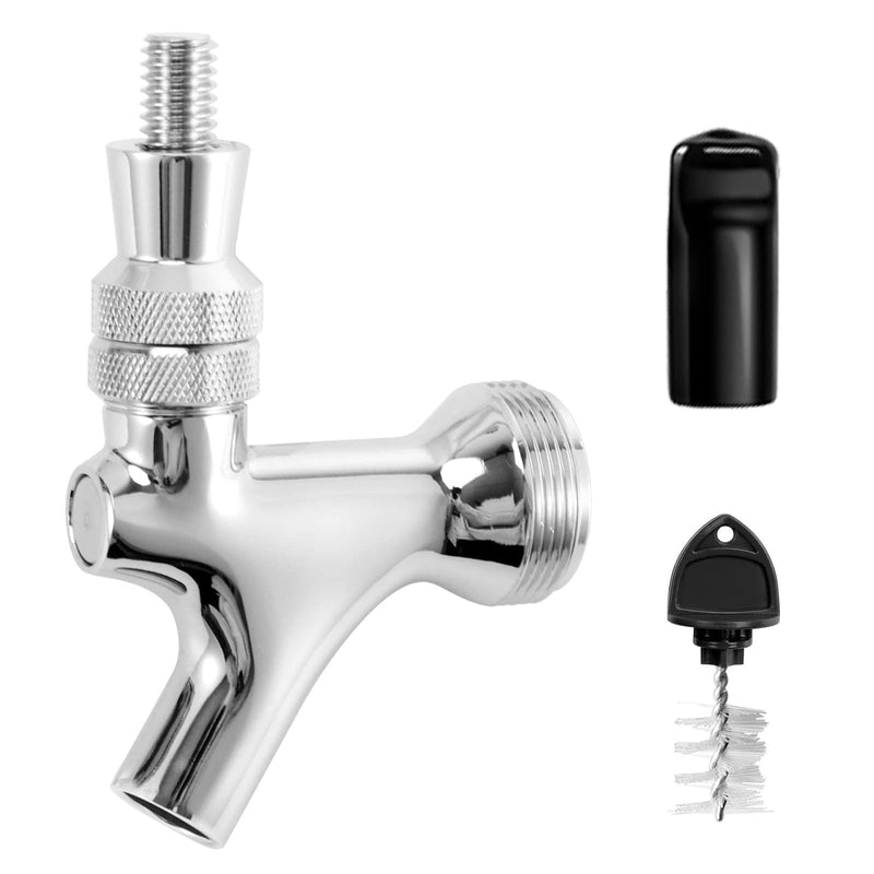 Beer Faucet Beer Tap for Kegs Kegerator Draft Beer Tower, Classic & Standard American Beer Faucet with Beer Tap Plug (Stainless Steel Core & Brass Body) Chrome Stainless Steel Core & Brass Body