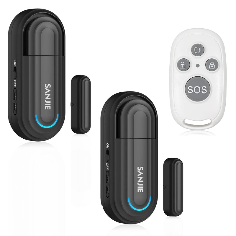 Pool Door Alarms for Home Security Loud, 0-120 Db Volume Ajustable with 4 Modes, Wireless Door Alarm with Remote for Kids Safety/Dementia Patients/Home/Pool (2 Sensor & 1 Remote) 1 Remote & 2 Sensor