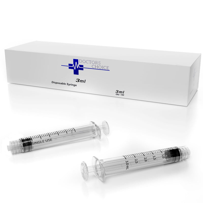 3mL Luer Lock Syringe, Sterile, Individually Wrapped, No Needle (Box of 100) 3ml 100pk