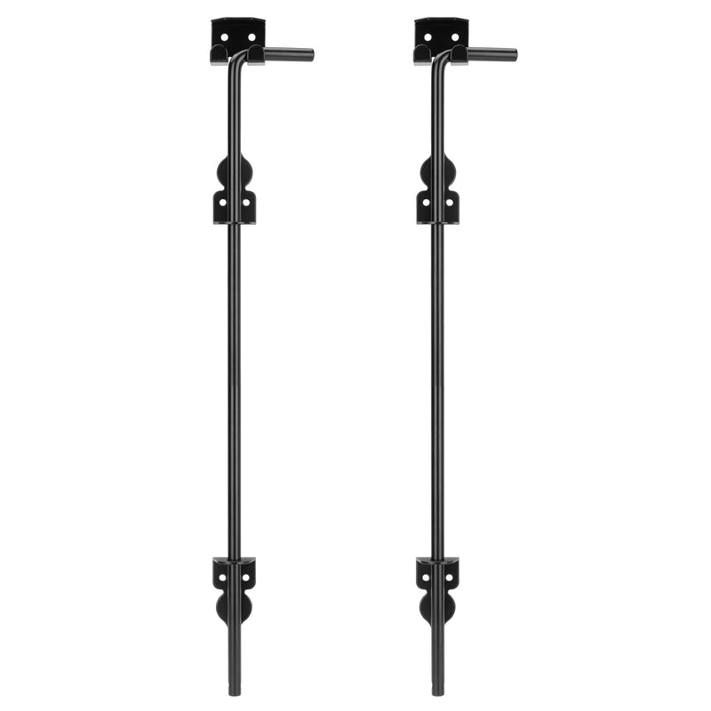 24" Cane Bolt Drop Rod Heavy Duty Gate Hardware Black Solid Steel Gate Ground Latch for Wood PVC Vinyl Metal Gates Fences Doors, Holding Gate to The Ground (2 Pack) 2 24 Inch