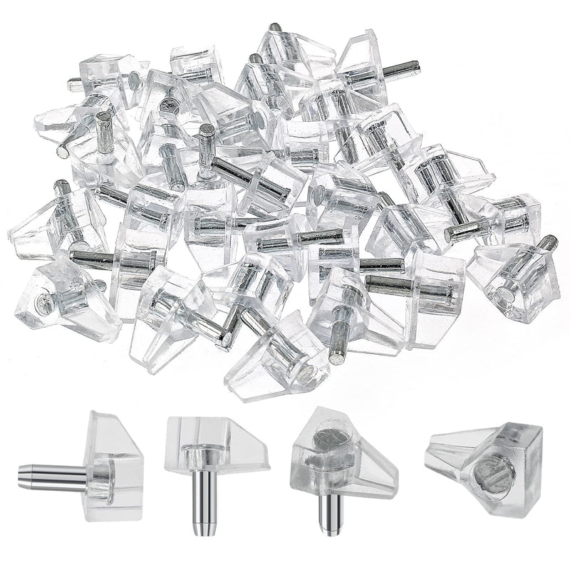 30pcs 1/8 Inch (3mm) Shelf Support Peg, Clear Plastic Cabinet Shelf Pins, Shelf Supports Pins for Closet, Kitchen, Furniture Shelves Holder Pegs 1/8 Inch (3mm) Clear-30pcs