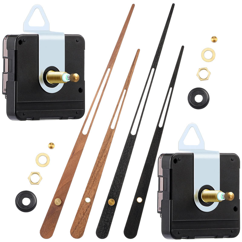 Jadive 2 Pcs High Torque Long Shaft Clock Movement Mechanism with Wooden Clock Hands for DIY Repair Parts Replacement(Fit for 24'' Clock, 21 mm Shaft) Fit for 24'' Clock, 21mm Shaft