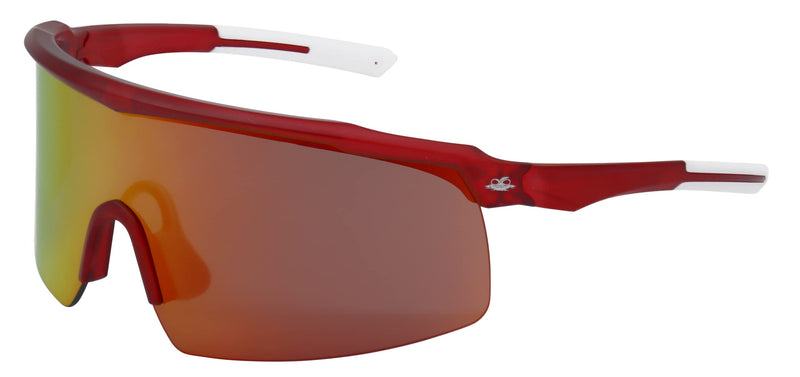 Global Glove Walleye Safety Glasses with Polarized Lens - Protective Eyewear with Performance Fog Technology for Enhanced Vision and Eye Safety Red Mirror, Crystal Red