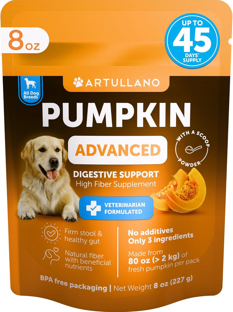 Pumpkin for Dogs - Pumpkin Puree, Canned Alternative, Vet Approved, with Probiotic Powder, Enzymes & Fiber, Dog Diarrhea, Digestive Support, Perfect for Firm Poops and No Scoots