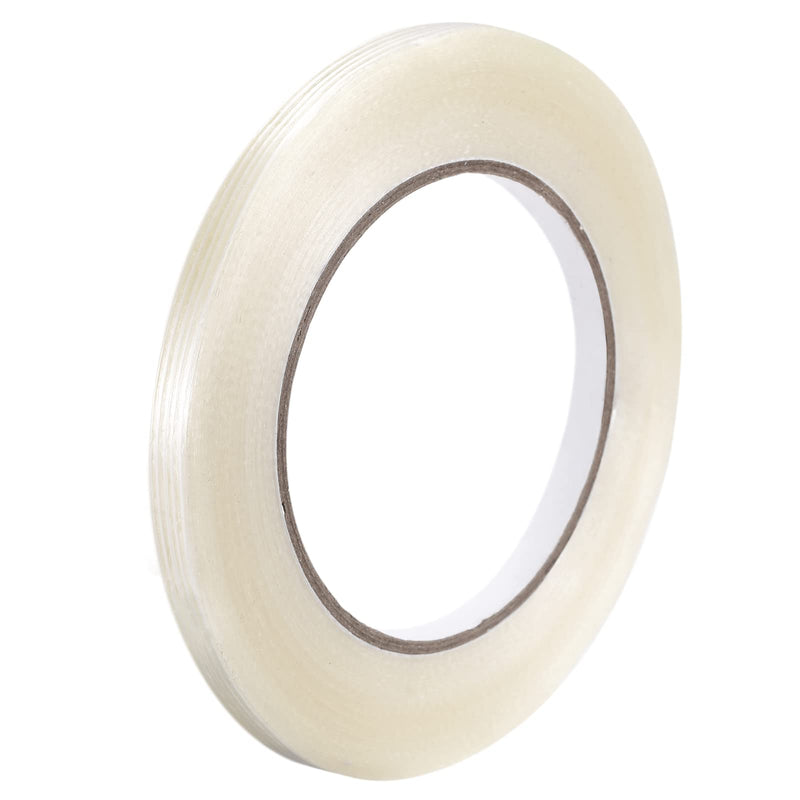 MECCANIXITY Filament Strapping Tape, 3/8 Inch x 55 Yards 5.3 Mil, Reinforced Fiberglass Tape Transparent
