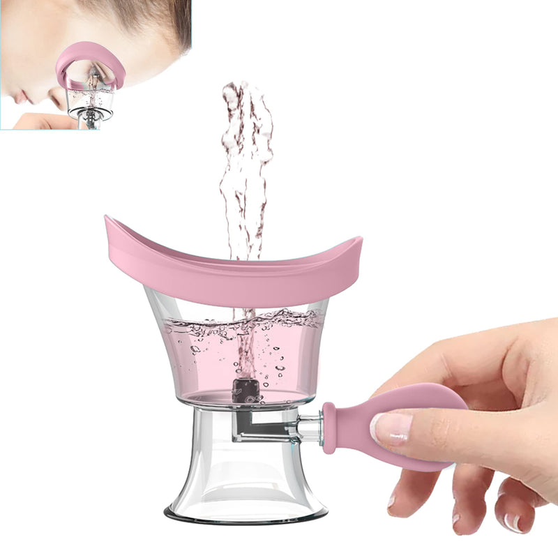 Eye Wash Cup Portable Eye Cleaner Kit Silicone Manual Air Pressure Eye Flush Rinse Cups with Storage Container Eye Washer Bath Kit Cleaning Makeup Dust Irritants Soothing Eyes(Light Pink) Light Pink