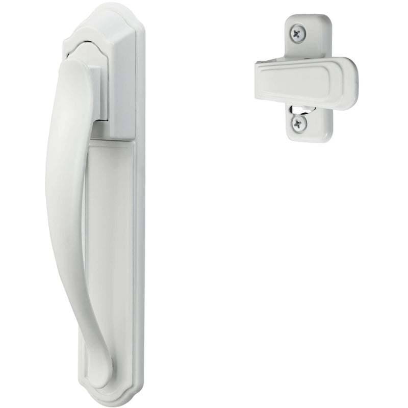 Ideal Security DX Pull Handle Set for Storm and Screen Doors, with Back Plate, White Modern