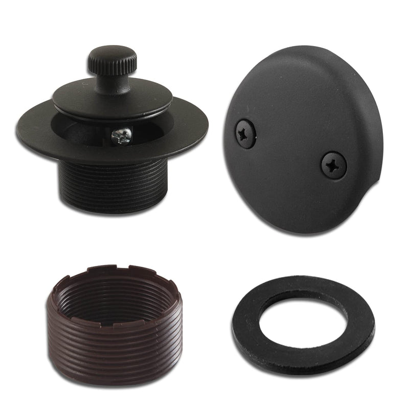 Lift and Turn Bathtub Drain Trim Kit,Two Hole Overflow Plate with Two Matching Screws, Easy to Install, Matte Black