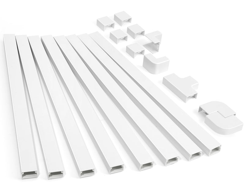 126in Cord Hider Kit, ZhiYo Cord Covers for Wall Mounted TV, Paintable Wire Cover for Cords, TV Cable Hider Wall Kit, Wall Cord Concealer, Cable Cover Wall Wire Management, 8xL15.7in W0.95in H0.55in Medium White