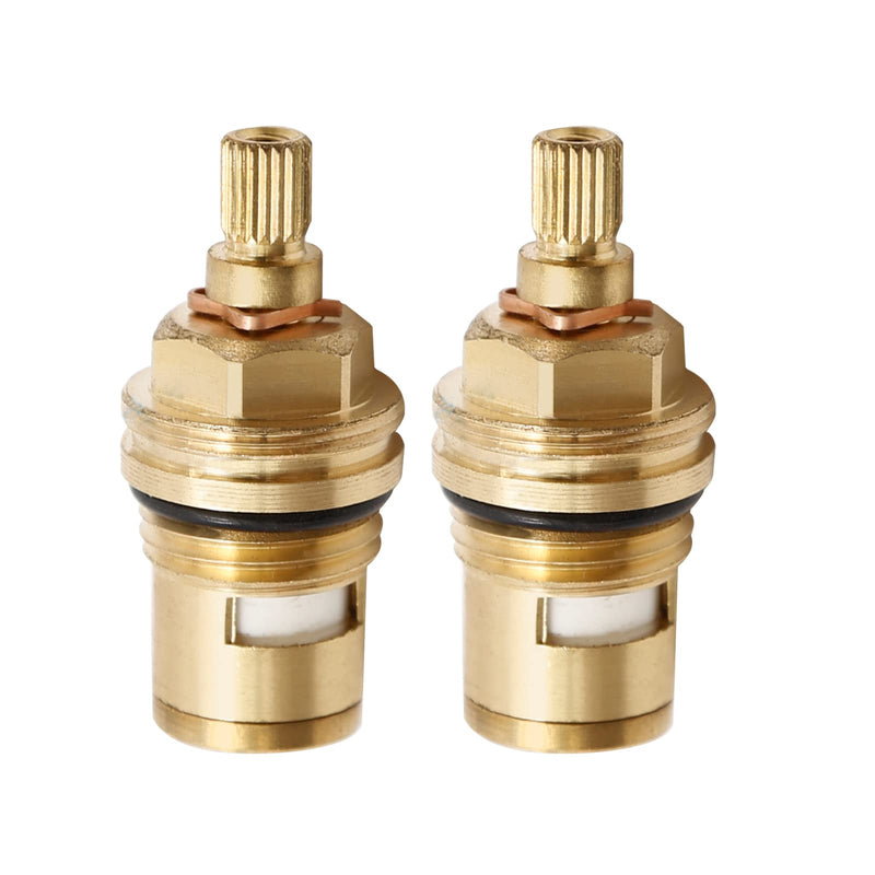 Ceramic Stem G1/2" BSP Thread 20-Tooth Spline Ceramic Disc Cartridge Hot and Cold Stem for Standard Faucets Bathroom Kitchen, Lead Free