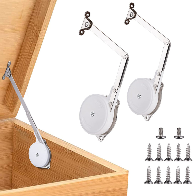 2 Pack | Toys Box Hinges Soft Close - HBL’ Lid Support Hinges Chest Hinges for Wooden Toy Box, Cedar, Storage Trunk & Benches, Made of Zinc Alloy, Safety & Heavy Duty. 2 Pack