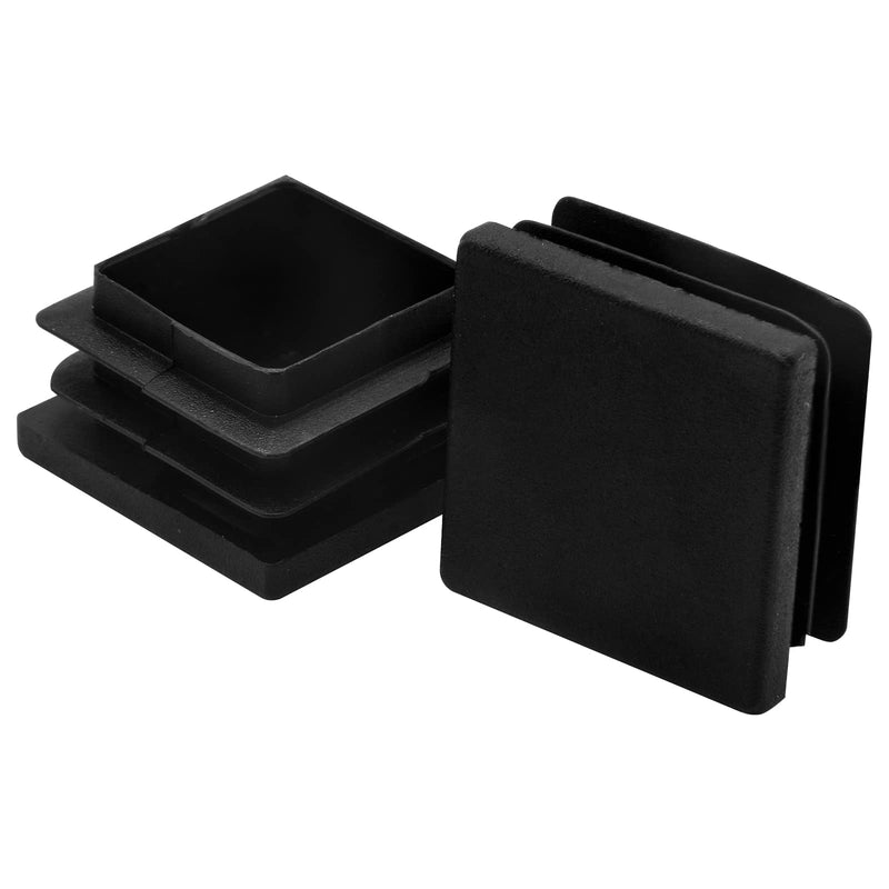 4 Pcs 1-1/4" Square Plastic Plug, Black Square Plastic End Cap Furniture Finishing Plug for Pipe Post, Chairs and Furniture 4pcs Black 1-1/4 x 1-1/4 Inch