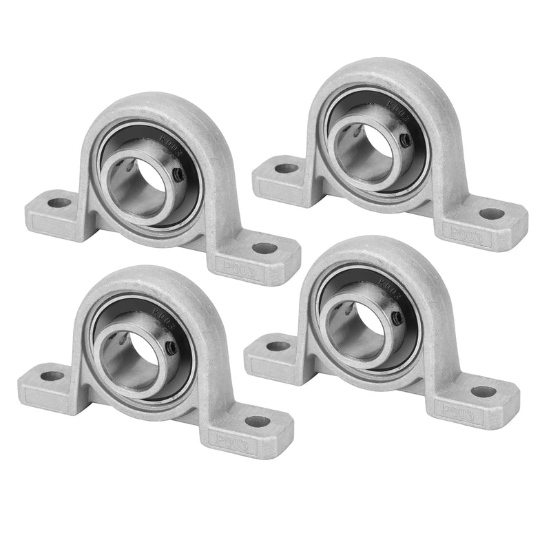 Pillow Block Bearing, 4Pcs KP003 Flange Mounted Pillow Bearings - Bore 17mm/0.67" ID Self Alignment Zinc Alloy Plummer Block Bearing for Diameter 17mm Linear Shaft Rod 17mm/0.67" KP