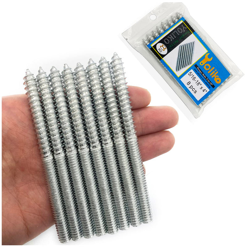 8 Pack 5/16-18 x 4 Inch Hanger Bolts 5/16-18" Silvery Double Headed Bolts 5/16 Wood Dowel Screw Self-Tapping Screw Hanger Bolts for Furniture Screws Double Screw Threaded Rods Bolt 100mm length Silver 5/16-18"x4"-8PCS