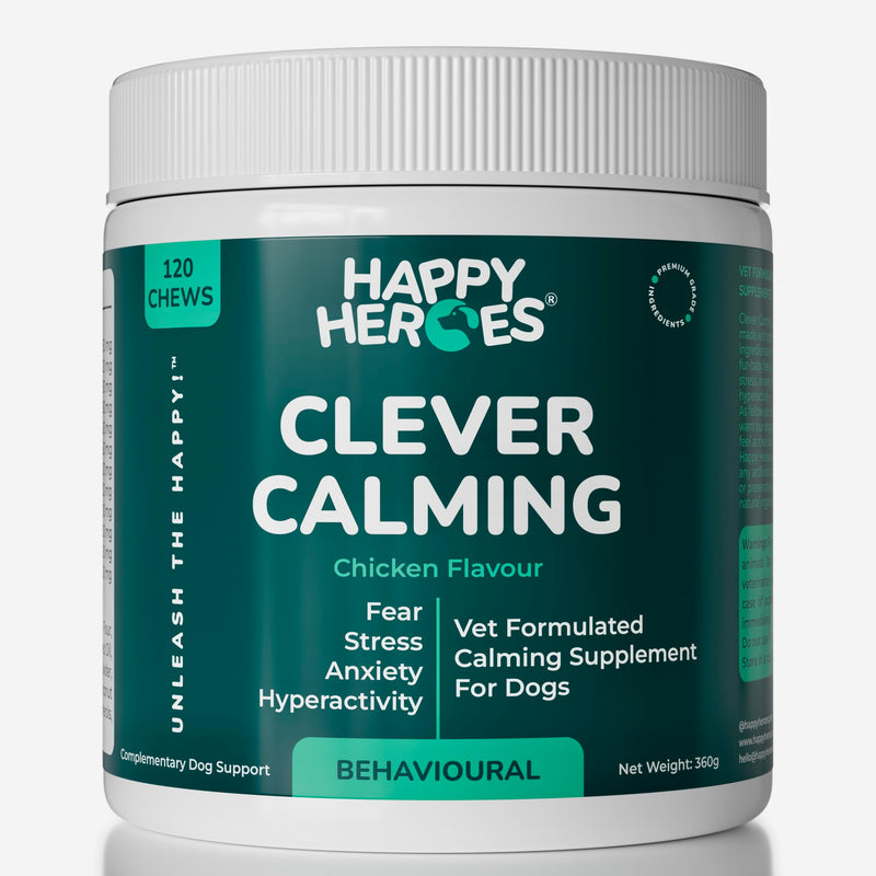 Clever Calming Dog Treats, 100% Natural Supplement, Behavioural Health, Reduces Stress, Fear, Hyperactivity, Aggression, Provides Dog Anxiety Relief & Relaxation - PawsPlanet Australia