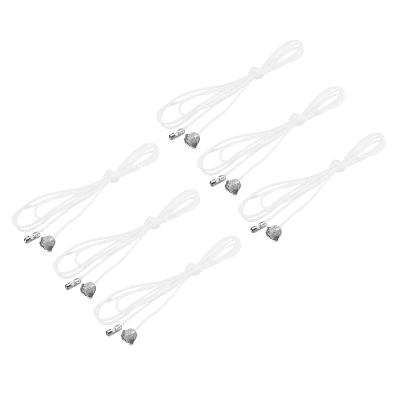 MECCANIXITY Pull Cord for Ceiling Switch, Light Pull Cord String Ceiling Fan String with Connector Pull Chain Extension, White Silver, Pack of 6
