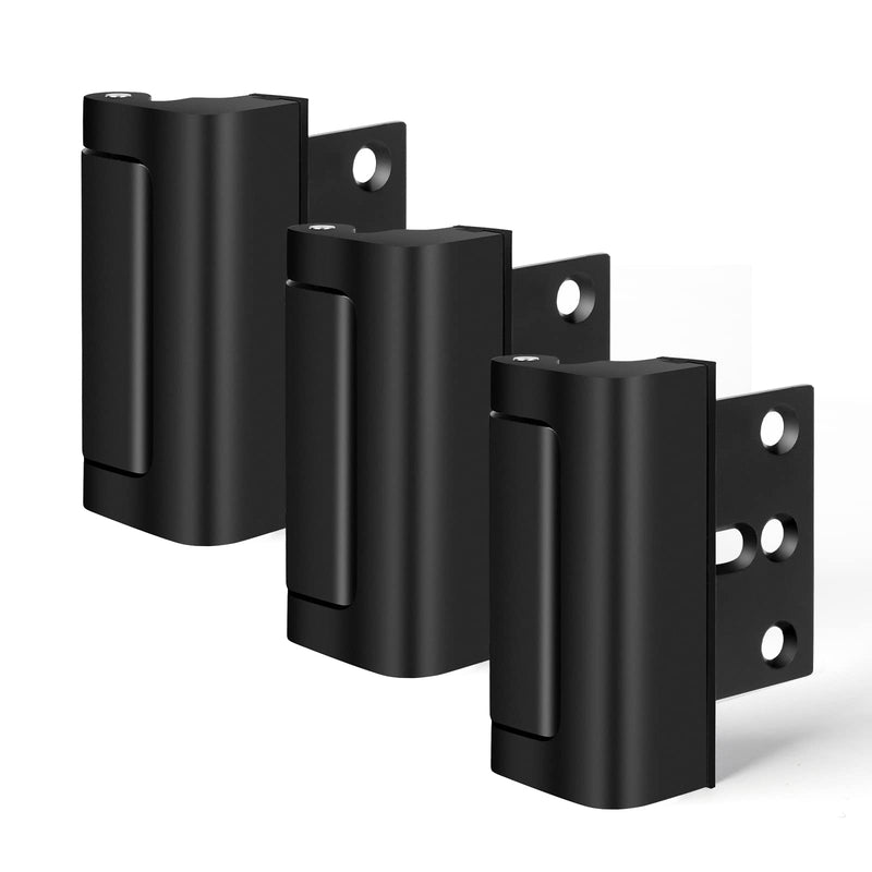 Home Security Door Lock, Fcicarn Childproof Door Reinforcement Lock with 8 Screws, 3 Inch Stop Withstand 800 lbs for Inward Swinging Door, Upgrade Night Lock to Defend Your Home (3-Pack,Black) 3 Pack Black