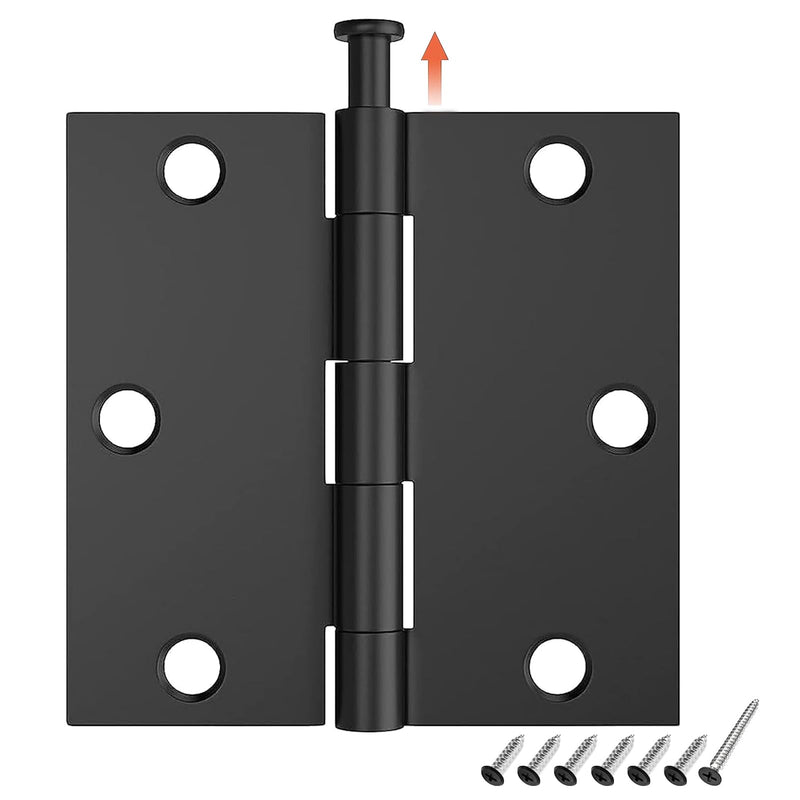 3 Pack Door Hinges 3.5 Inch with Square Corner, Matte Black Interior Door Hinge for Bedroom, Bathroom, Cabinet, and More 3 Pack Matte Black-Square