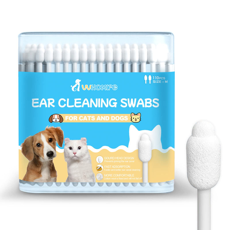 Dog Ear Cleaner dog ear infection treatment Gourd-shaped swabs prevent accidental injury to the ear canal for safer cleaning of your pet's ears. Specifically designed for dogs and cats, S 110 Pcs 110Pcs (1 pack) - PawsPlanet Australia