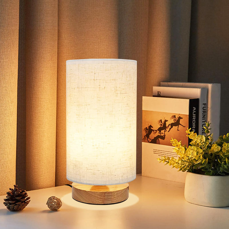 Table Lamp for Bedroom - Small Beside Lamps for Night Stands Home Office - Minimalist Design Warm Light Mini Boho Lamp - Fits in Kids,Living,Nursey Room,College Dorm - Awesome Gift Choice Round - Set of 1