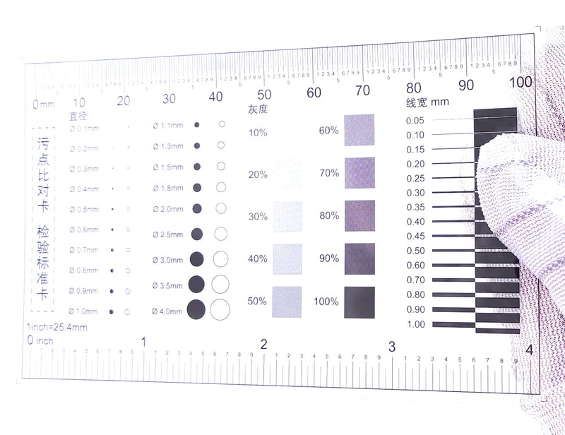Flaw Test Gauge SEC Size Estimation Chart (Transparency) for Dot and Line Defects Measuring 4 inches (1) 1