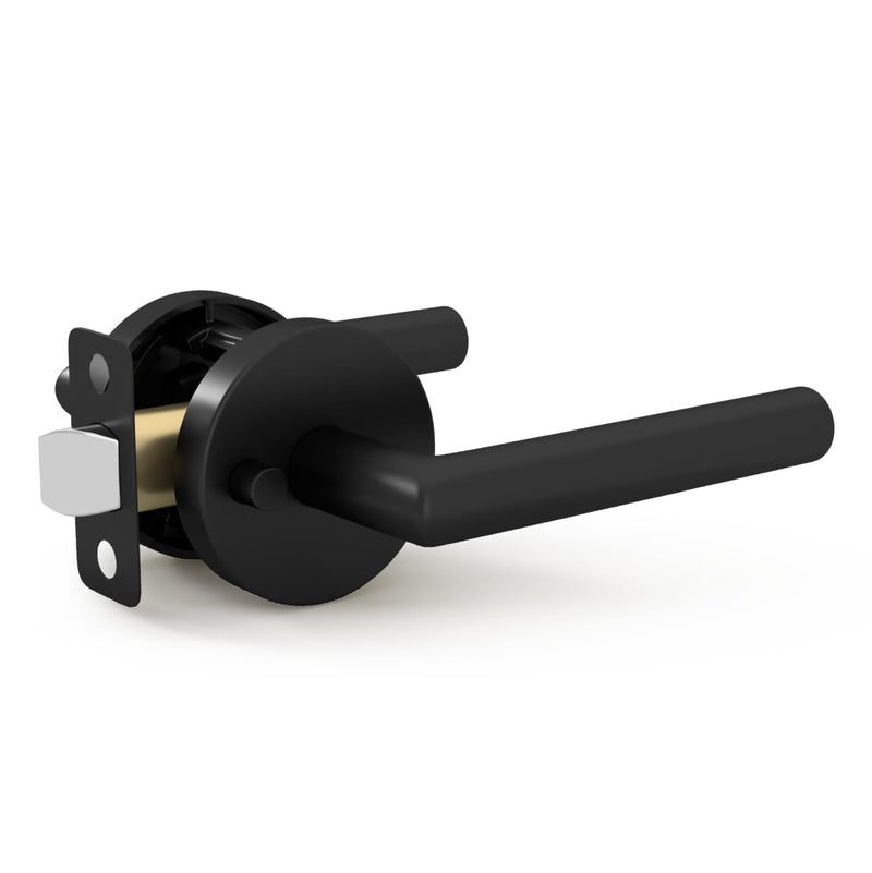 Mega Handles Ronn Privacy Lever & Lock Door Handle Set for Hallway, Closet and Bathroom, Keyless Lock, Heavy Duty Door Levers, Fits All Standard Door Sizes, Screws Included - Matte Black (1 Pack) 1 Pack