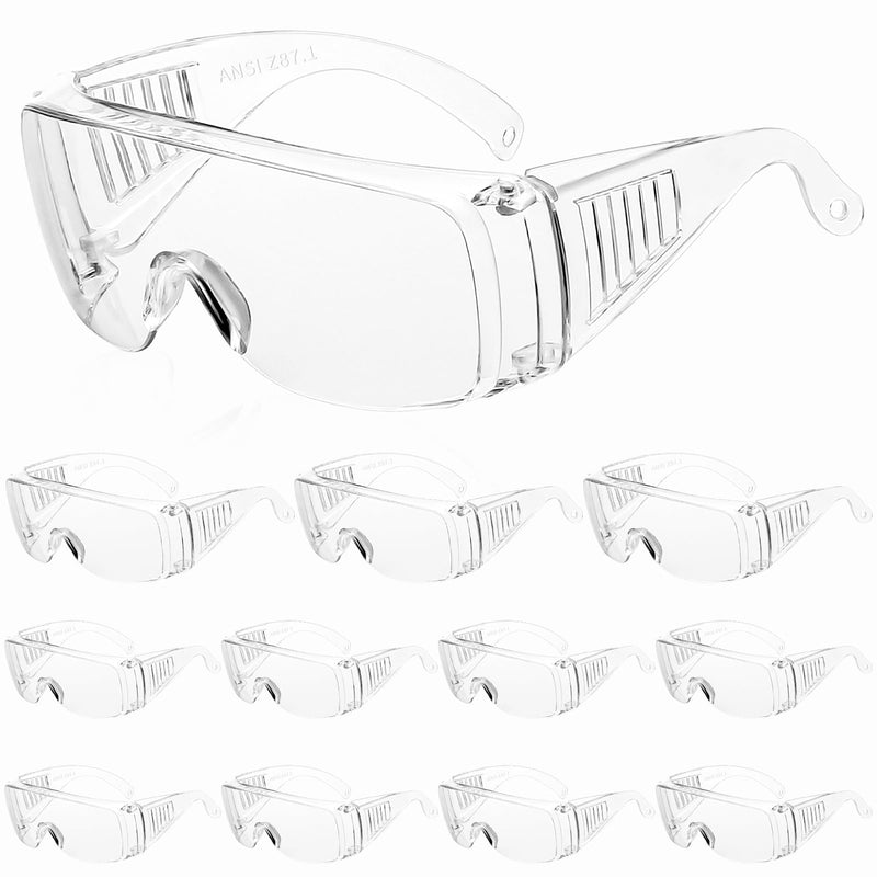 WFEANG Clear Safety Glasses bulk, Lightweight Protective Eyewear For Men Women, Over Goggles Impact Scratch Resistant 12 Pack-clear