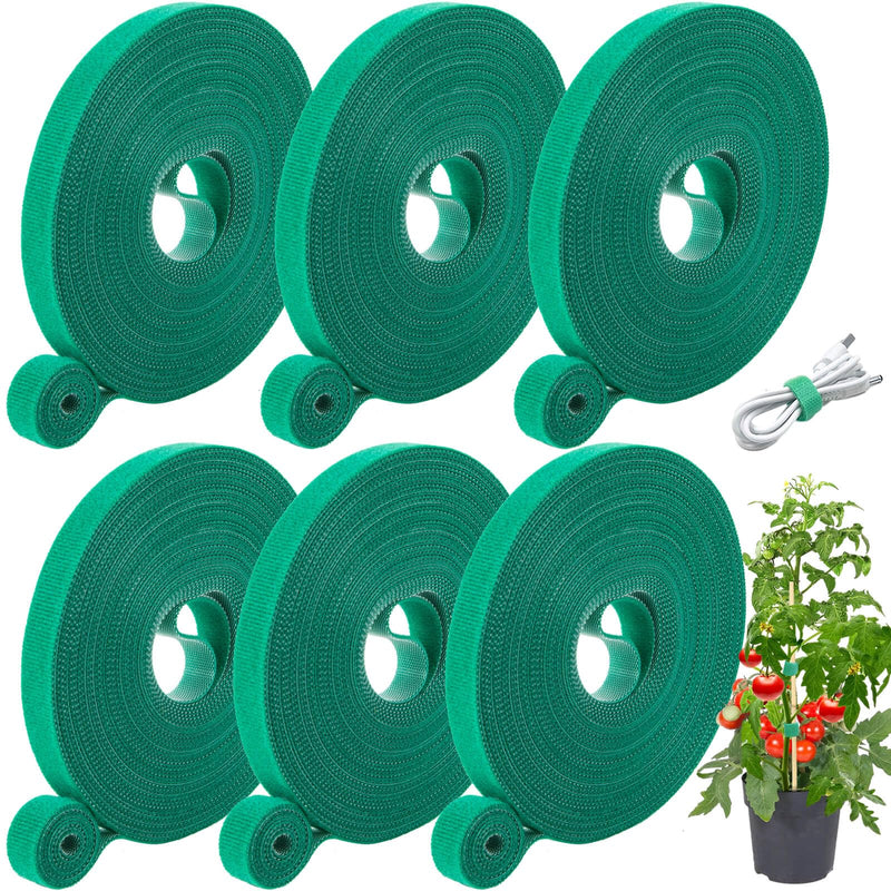 Plant Tape, 6 Roll 196 Ft Green Garden Tape, Twist Ties for Plants 1/2", Plant Supports, Garden Ties for Climbing Plants, Plant Twist Tie for Plant Gardening, Home, Office 6 Roll,196Ft
