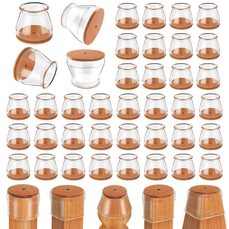 Ansible 36 Pack Chair Leg Floor Protectors for Hardwood Floors, Silicone Felt Covers Pads Caps, Protect Wood Furniture Feet Floors Noise Reduce and Scratch (Universal Large & Clear) Clear-36pcs Universal L