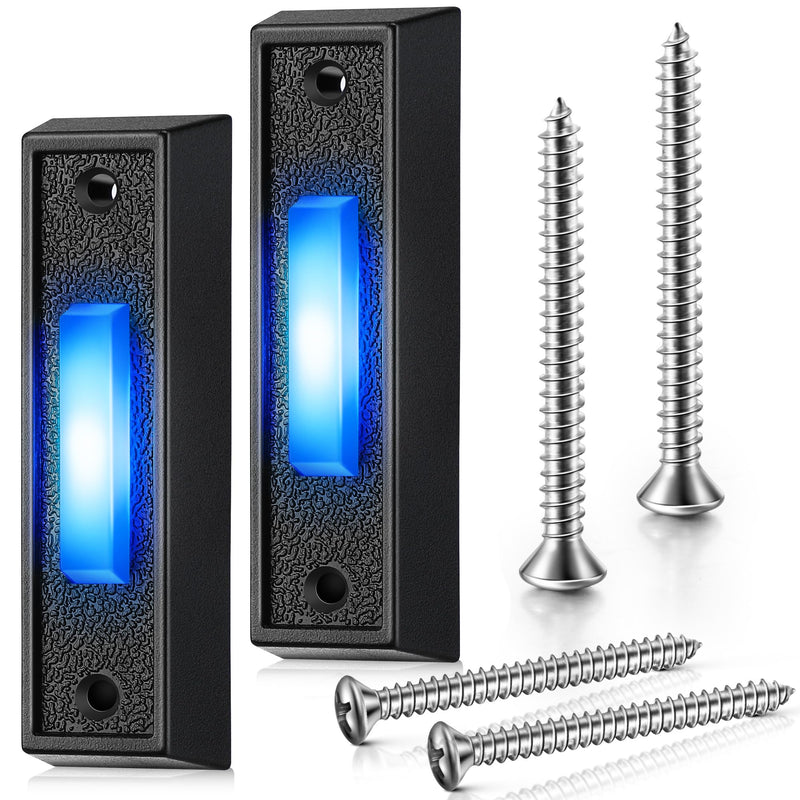 Saillong Lighted Doorbell Button, Wall Mounted Garage Door Switch with Bule LED Light Compatible with Most Wire Doorbell Chimes, Transformer, Ringers, Buzzers(Black,2 Pack) 2 Black