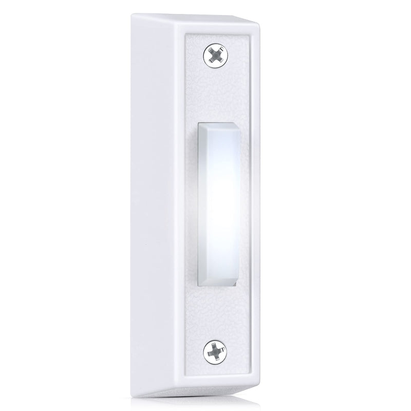 Saillong 1 Piece Lighted Doorbell Button, Wall Mounted Garage Door Opener Switch with LED Light Compatible with Most Wire Doorbell Chimes, Transformer, Ringers, Buzzers (White,White Light) White, White Light